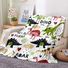 Laden Sie das Bild in den Galerie-Viewer, Flauschige Dinosaurier Plüsch Decke (verschiedene Motive) kaufen - Dinosaurier.store
