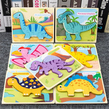 Laden Sie das Bild in den Galerie-Viewer, 6 Stk. Niedliche Dinosaurier Holz Puzzle für Kinder kaufen - Dinosaurier.store