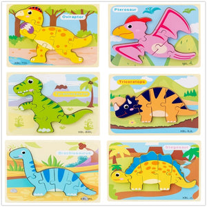 6 Stk. Niedliche Dinosaurier Holz Puzzle für Kinder kaufen - Dinosaurier.store