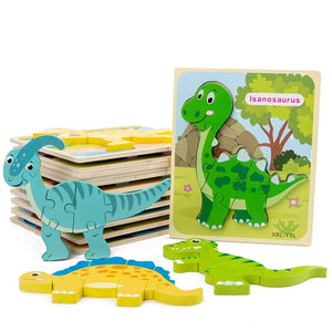 6 Stk. Niedliche Dinosaurier Holz Puzzle für Kinder kaufen - Dinosaurier.store
