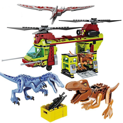 Jurassic Park Dinos mit Transporthubschrauber Baustein Set 585 Teile kaufen - Dinosaurier.store