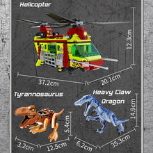 Laden Sie das Bild in den Galerie-Viewer, Jurassic Park Dinos mit Transporthubschrauber Baustein Set 585 Teile kaufen - Dinosaurier.store