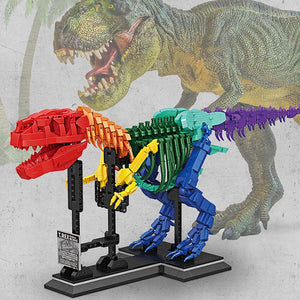 XXL T-Rex Museum Skelett im Regenbogen Look (1572 Teile) kaufen - Dinosaurier.store