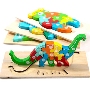 Montessori Holz Puzzle Lern Spiel für Kinder - viele Motive kaufen - Dinosaurier.store
