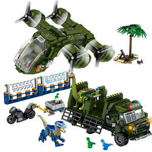 Dino Transport Truck und Helikopter Klemm-Baustein Set mit 1510 Teilen kaufen - Dinosaurier.store