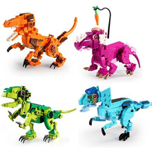 Laden Sie das Bild in den Galerie-Viewer, 4er Set Raptor Dinosaurier Klemm-Baustein Spielzeug kaufen - Dinosaurier.store