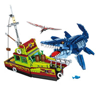 Jurassic Park Mosasaurus Dino mit Boot Baustein Set (888 Teile) kaufen - Dinosaurier.store